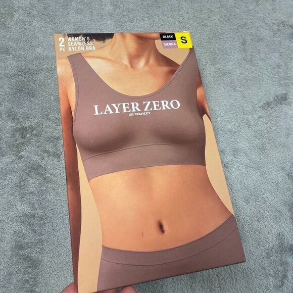 Womens Layer Zero 2-Pack Seamless Nylon Bras Small Black/Sienna d0554 - Picture 1 of 6
